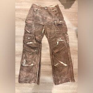 Brown Camo Cargo Pants with Multiple Pockets